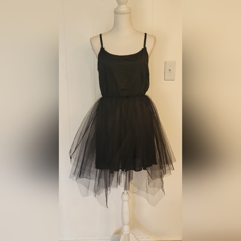 Black Tulle Slip Dress